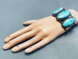 Huge Vintage Native American Navajo Pedro Turquoise Sterling Silver Bracelet-Nativo Arts