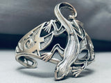 Detailed Vintage Southwest Sterling Silver Lizard Bracelet Cuff-Nativo Arts