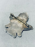 Traditional Vintage Native American Zuni Jet Mother Of Pearl Sterling Silver Knifewing Pin-Nativo Arts