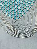 One Of The Most Intricate Vintage Native American Navajo Turquoise Sterling Silver Necklace-Nativo Arts