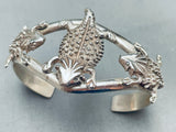 Symbolic Horny Toads Vintage Native American Navajo Sterling Silver Bracelet-Nativo Arts