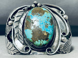 Signed Vintage Native American Navajo Pilot Mountain Turquoise Sterling Silver Bracelet-Nativo Arts