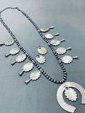 Womens Authentic Vintage Native American Navajo Sterling Silver Squash Blossom Necklace-Nativo Arts