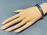 Brilliant Vintage Native American Navajo Inlay 7 Lapis Sterling Silver Bracelet-Nativo Arts
