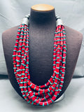 614 Grams Best Native American Navajo Coral Sterling Silver Turquoise Necklace-Nativo Arts