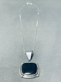 Unique Vintage Native American Navajo Black Swirl Agate Sterling Silver Necklace-Nativo Arts
