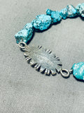 Native American Fabulous Santo Domingo Turquoise Sterling Silver Link Bracelet Signed-Nativo Arts