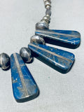 One Of The Coolest Vintage Native American Navajo Lapis Sterling Silver Necklace-Nativo Arts