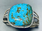 Mega Chunk Of Turquoise Vintage Native American Navajo Sterling Silver Bracelet-Nativo Arts