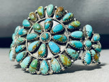 Ophe Moses Native American Navajo Turquoise Cluster Sterling Silver Bracelet-Nativo Arts