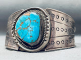 Sturdy Vintage Native American Navajo Morenci Turquoise Sterling Silver Bracelet-Nativo Arts
