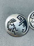 Unique Vintage Native American Navajo Signed Sterling Silver Kokopelli Earrings-Nativo Arts