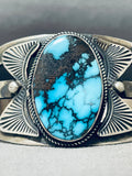 Blue Bird Mine Turquoise Vintage Native American Navajo Sterling Silver Bracelet-Nativo Arts