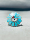 Striking Vintage Native American Zuni Turquoise Sterling Silver Ring-Nativo Arts