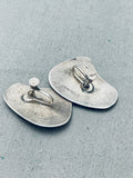 Stunning Vintage Native American Navajo Bisbee Turquoise Sterling Silver Screwback Earrings-Nativo Arts