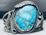One Of The Best Vintage Native American Navajo Spiderweb Turquoise Sterling Silver Leaf Bracelet-Nativo Arts
