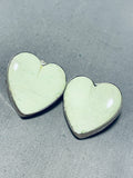 Lovely Vintage Native American Navajo Gaspeite Sterling Silver Heart Earrings-Nativo Arts