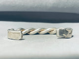 Heavy Twisted Rope Vintage Native American Navajo Sterling Silver Bracelet Cuff Old-Nativo Arts