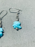 Fabulous Vintage Native American Navajo Blue Gem Stacked Silver Earrings-Nativo Arts