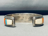 One Of Most Unique Vintage Native American Zuni Turquoise Inlay Sterling Silver Bracelet-Nativo Arts