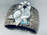 Arkie Nelson Owl Vintage Native American Navajo Turquoise Inlay Bracelet Cuff Old Important-Nativo Arts