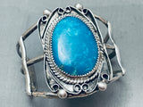 Deep Spiderweb Blue Turquoise Vintage Native American Navajo Sterling Silver Bracelet-Nativo Arts