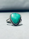 Gorgeous Vintage Native American Hopi Green Turquoise Sterling Silver Ring-Nativo Arts