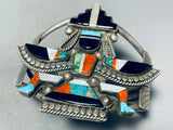 One Of The Best Vintage Native American Zuni Knifewing Inlay Sterling Silver Bracelet-Nativo Arts