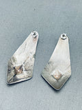 Detailed Hand Tooled Vintage Native American Navajo Sterling Silver Earrings-Nativo Arts