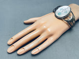 Turquoise Flower Vintage Native American Zuni Sterling Silver Inlay Bracelet Old-Nativo Arts
