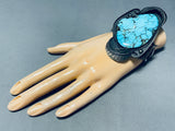 Real Blue Wind Turquoise Mine!! Vintage Native American Navajo Sterling Silver Bracelet-Nativo Arts