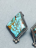 One Of The Best Vintage Native American Navajo Spiderweb Turquoise Sterling Silver Earrings-Nativo Arts