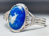 Rare Vintage Native American Navajo Lapis Sterling Silver Bracelet Cuff-Nativo Arts