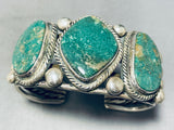 100 Gram Vintage Native American Navajo Green Turquoise Sterling Silver Bracelet-Nativo Arts