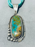 Signed Vintage Native American Navajo Royston Turquoise Sterling Silver Necklace-Nativo Arts