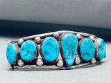 Heavy Vintage Native American Navajo Turquoise Sterling Silver Wire Bracelet-Nativo Arts