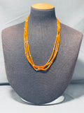 Gorgy!! Native American Navajo Rare Orange Coral Turquoise Sterling Silver Tubes Necklace-Nativo Arts