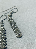 Fabulous Vintage Native American Navajo Stacks Of Sterling Silver Flowers Earrings-Nativo Arts