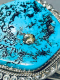 Best Vintage Native American Navajo Sleeping Beauty Turquoise Gold Nugget Silver Bracelet-Nativo Arts