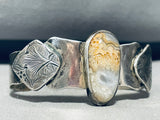 Foggy Desert Agate Vintage Native American Navajo Sterling Silver Bracelet-Nativo Arts