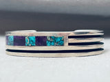 One Of The Best 6 Inch Wrist Vintage Native American Navajo Inlay Sterlinmg Silver Bracelet-Nativo Arts