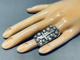 Glorious Native American Navajo Signed Sterling Silver Cross Gigantic Ring-Nativo Arts