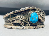 Gasp! Vintage Native American Navajo Morenci Turquoise Sterling Silver Leaf Bracelet-Nativo Arts