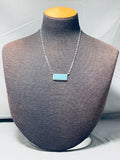 Gorgeous Native American Zuni Blue Gem Turquoise Sterling Silver Necklace-Nativo Arts