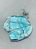 Jaw-dropping Vintage Native American Navajo Blue Gem Turquoise Sterling Silver Necklace-Nativo Arts