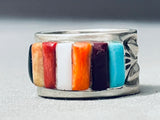 Ray Adakai Striking Vintage Native American Navajo Onyx Sterling Silver Ring-Nativo Arts