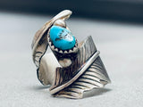 Twisted Leaf Native American Navajo Turquoise Sterling Silver Ring-Nativo Arts