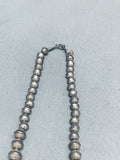 Signed Star Pattern Bead Vintage Native American Navajo Hand Tooled Sterling Silver Necklace-Nativo Arts