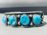 Signed Vintage Native American Navajo Blue Turquoise Row Sterling Silver Bracelet-Nativo Arts