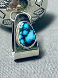 Rare Native American Navajo Signed Spiderweb Turquoise Sterling Silver Blossom Pendant-Nativo Arts